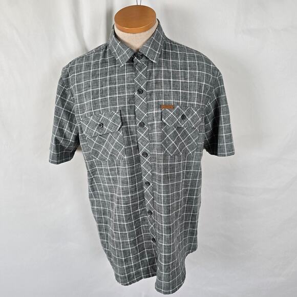 Orivs Classic Collection Button Down Shirt Men's M Gray Plaid Short Sleeve - Picture 1 of 16